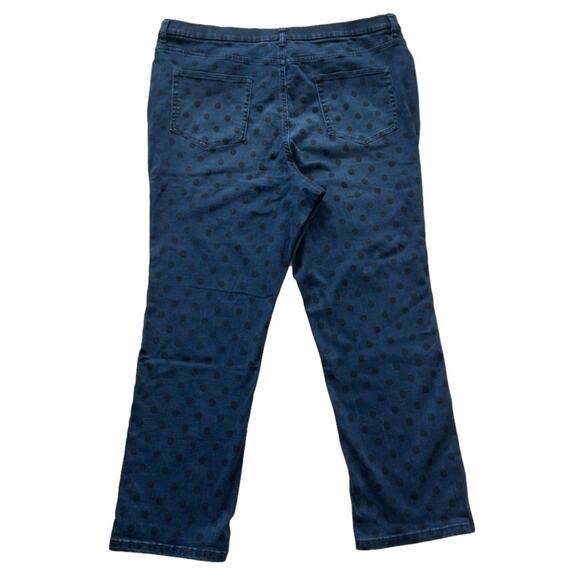 Denim&Co Jeans Blue Black Polka Dots Pull On Denim Jeans Plus Size 22W NEW - Picture 5 of 10